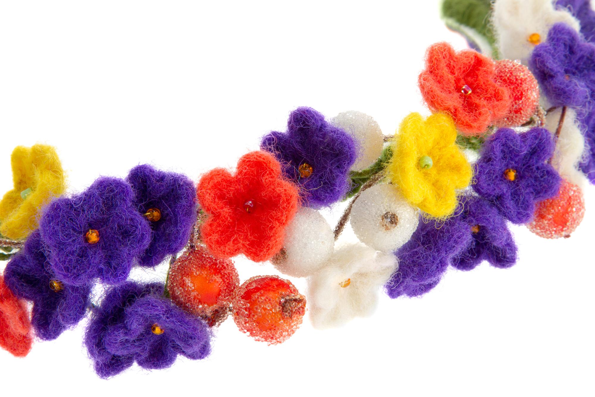detail of floral embroidery