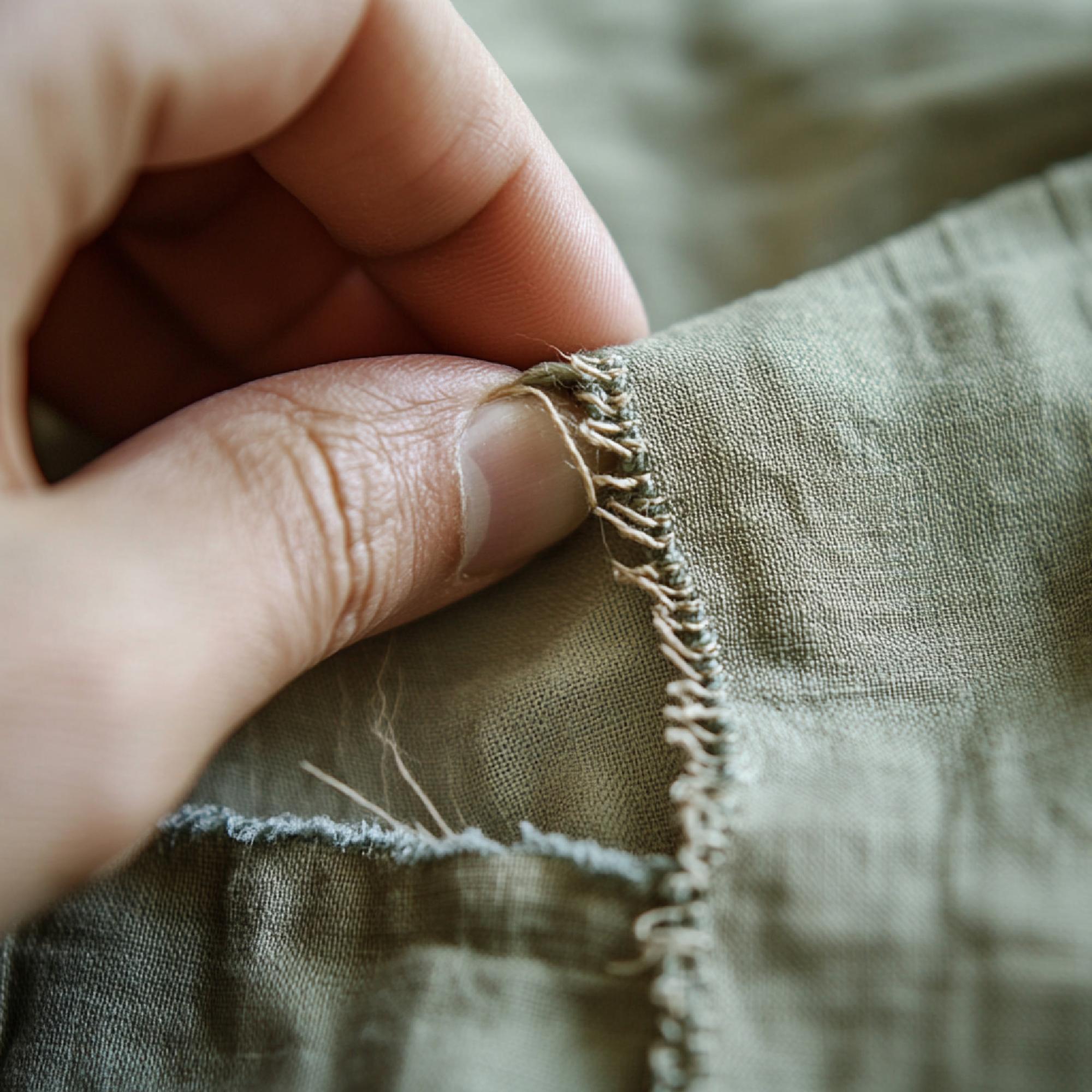 close-up of artisanal embroidery on linen